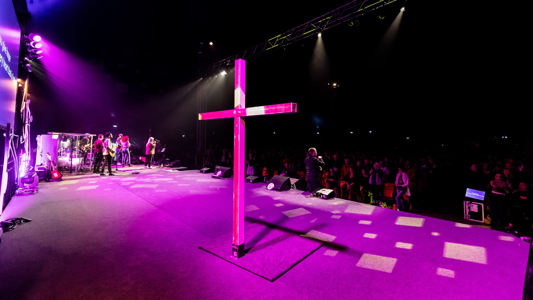 Cross on stage
